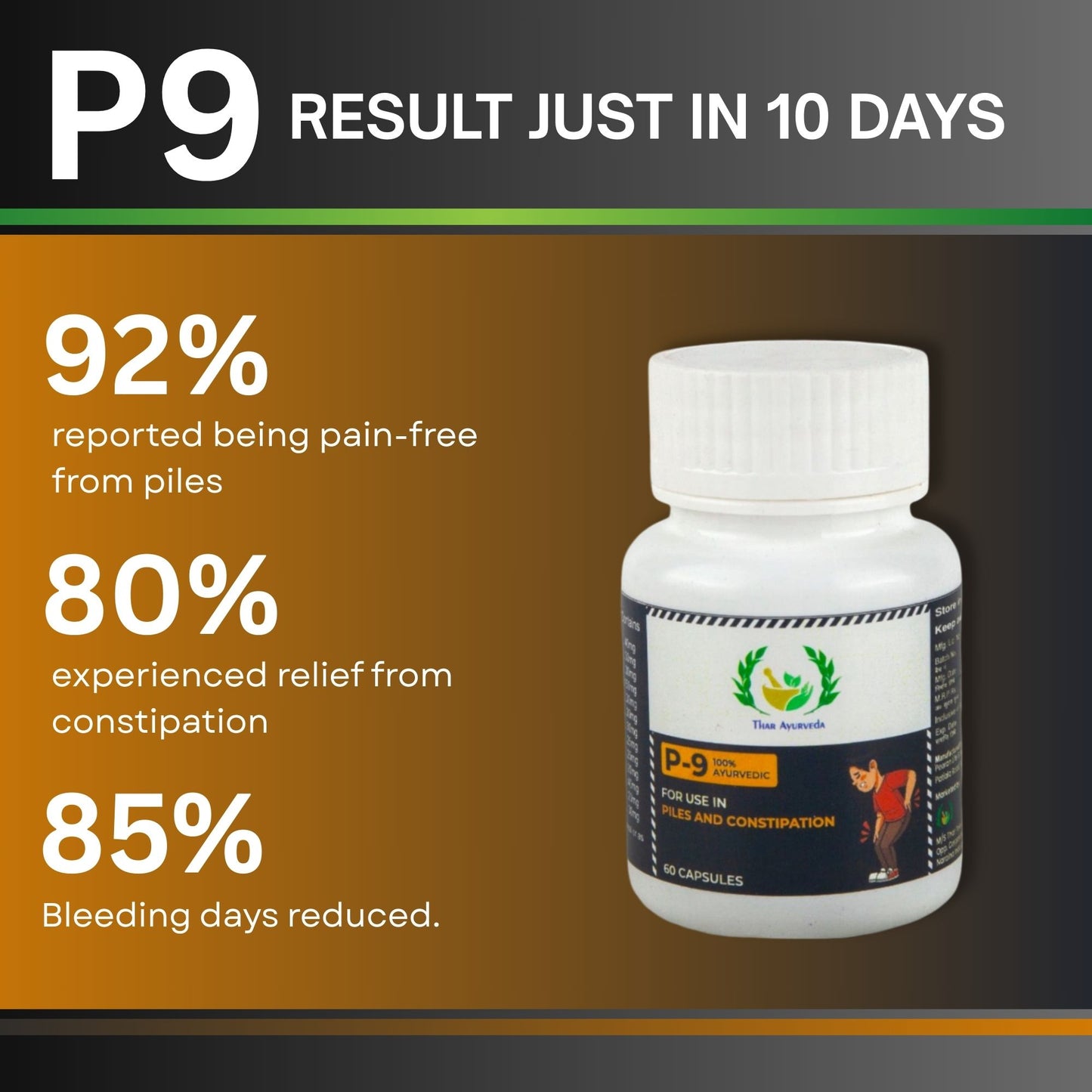 P-9 Ayurvedic Capsules - Relief from piles and constipation