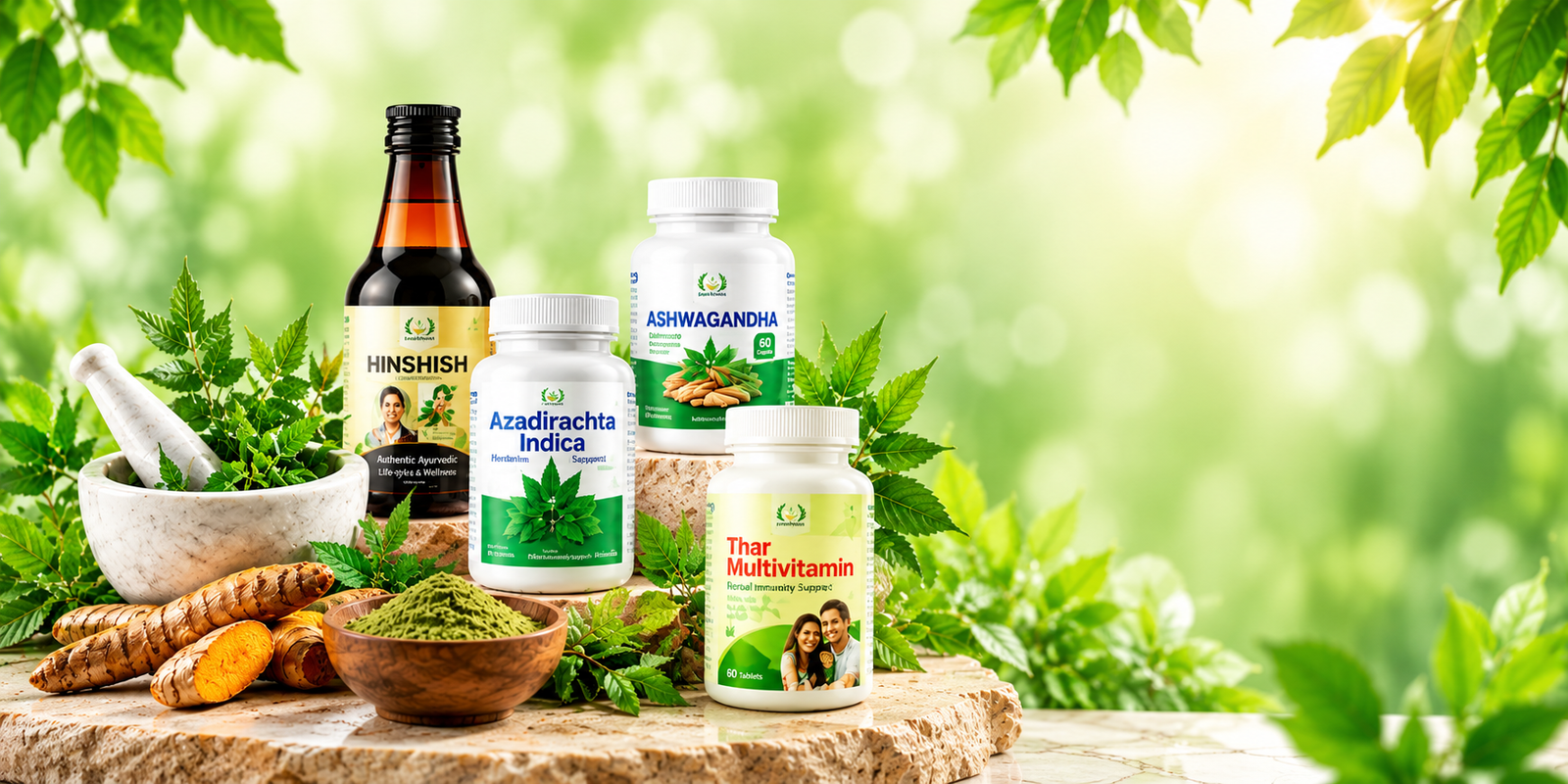 Hand-ground turmeric and herbal ingredients used in Thar Ayurveda formulations